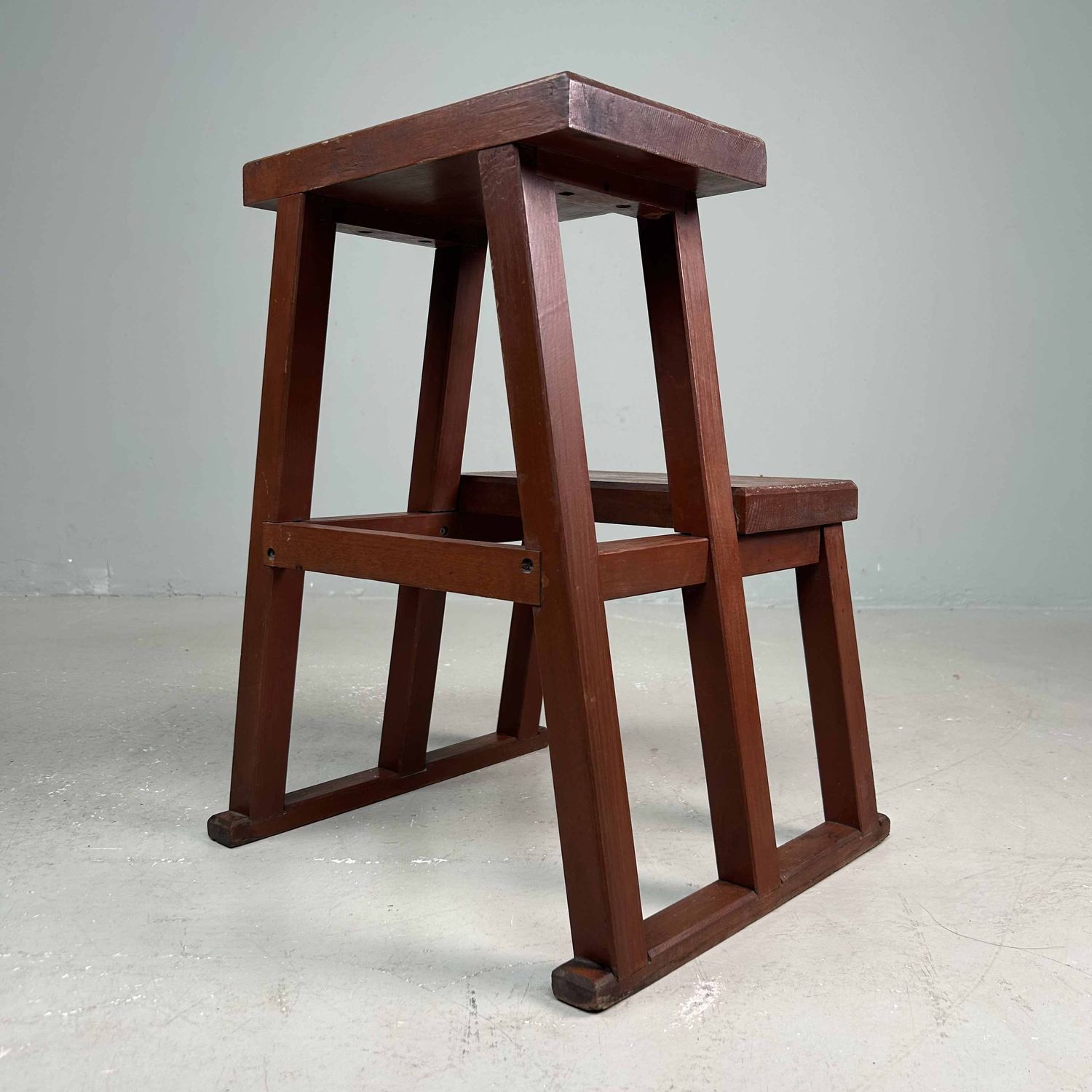 Vintage Houten Kruk, Fumidai 踏み台, Shōwa-periode, Japan.
