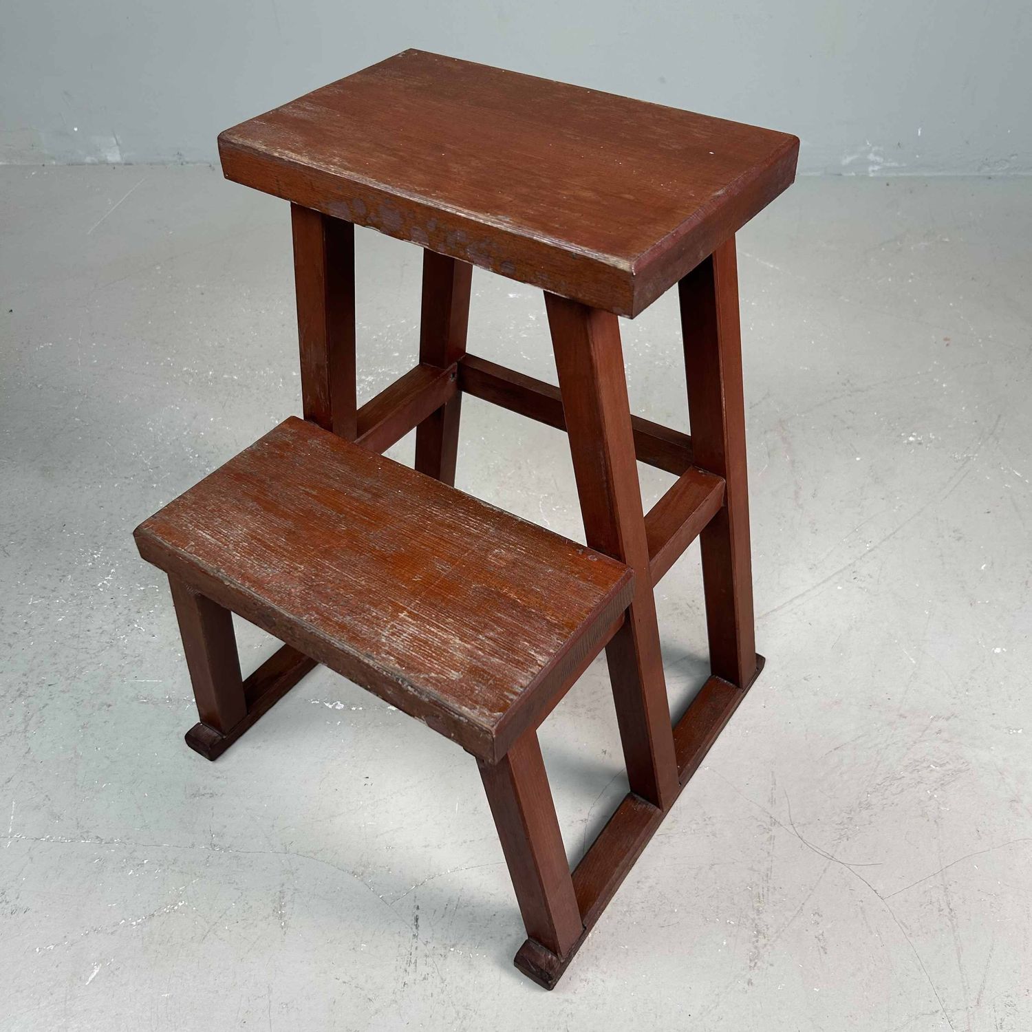 Vintage Houten Kruk, Fumidai 踏み台, Shōwa-periode, Japan.