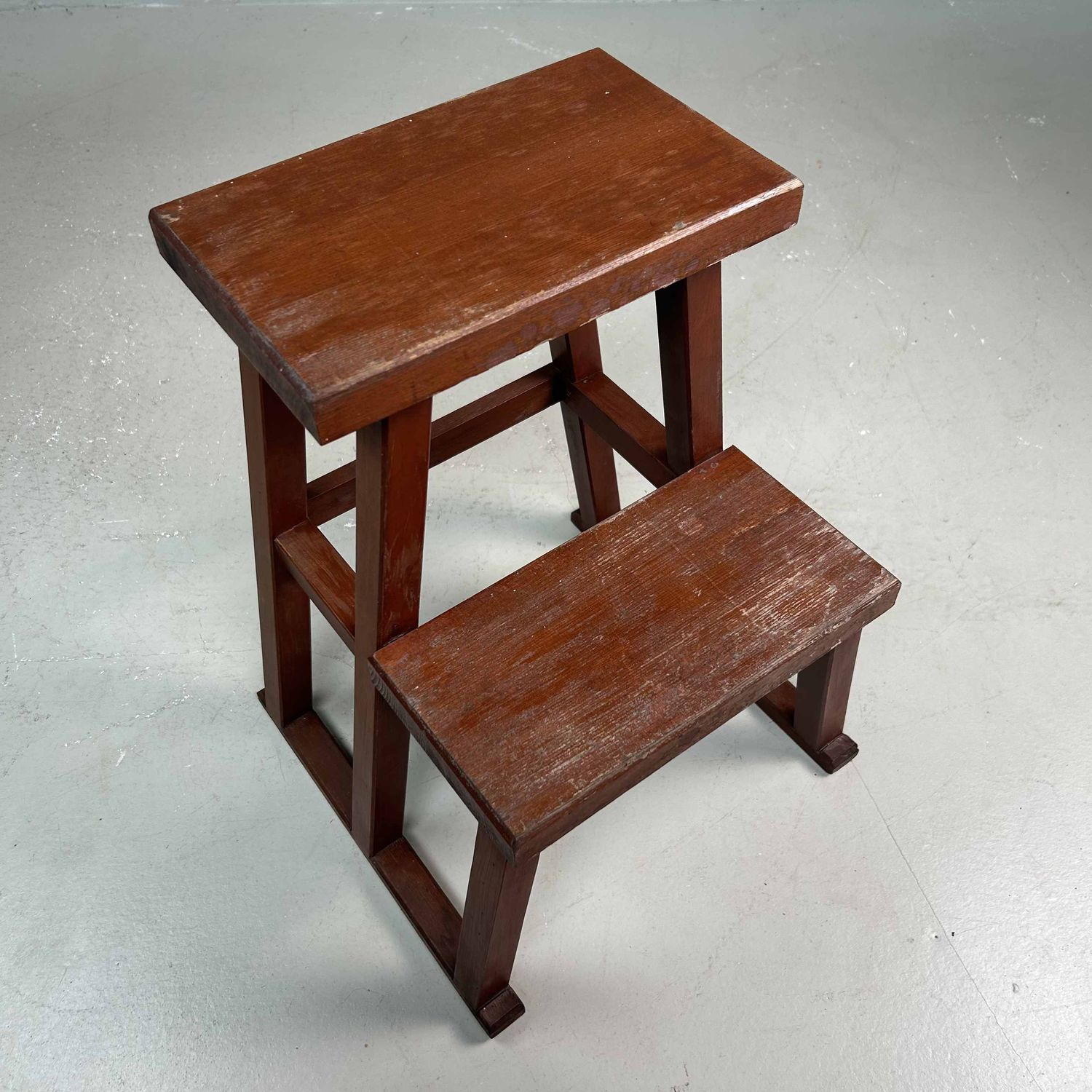 Vintage Houten Kruk, Fumidai 踏み台, Shōwa-periode, Japan.