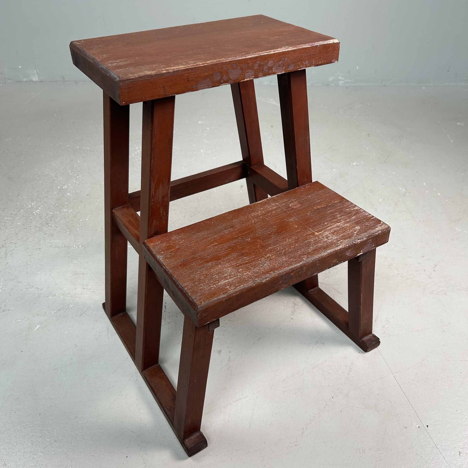Vintage Houten Kruk, Fumidai 踏み台, Shōwa-periode, Japan.
