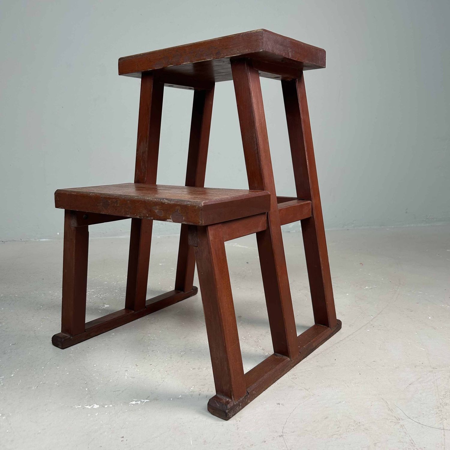 Vintage Houten Kruk, Fumidai 踏み台, Shōwa-periode, Japan.