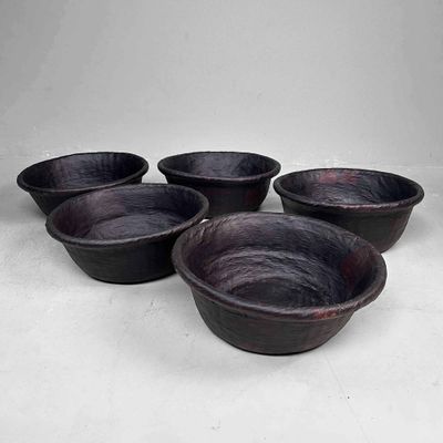 Antique Bamboo Basket with Washi Paper, Meiji Period, Japan.