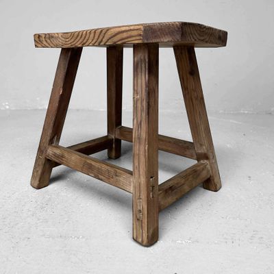 Vintage Houten Kruk, Fumidai 踏み台, Taishō-periode, Japan.