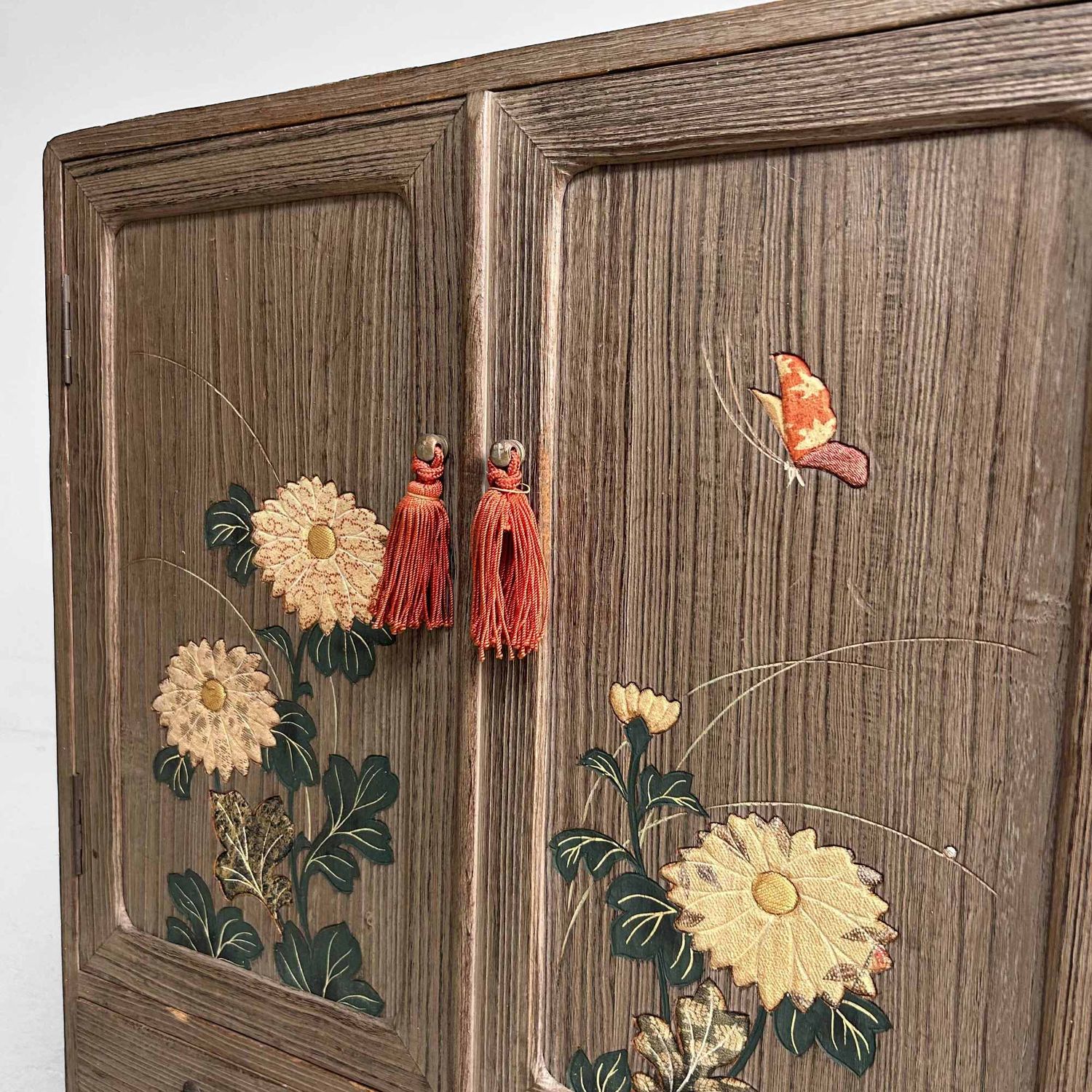 Vintage Tansu Opbergmeubel met Bloemendecor, Japan.
