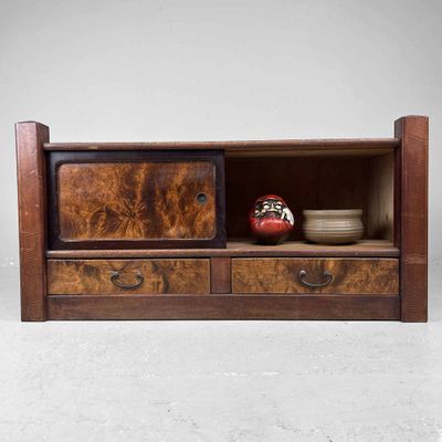 Japanese Jibukuro Tokonoma Minimalist Low Cabinet, Taishō period.