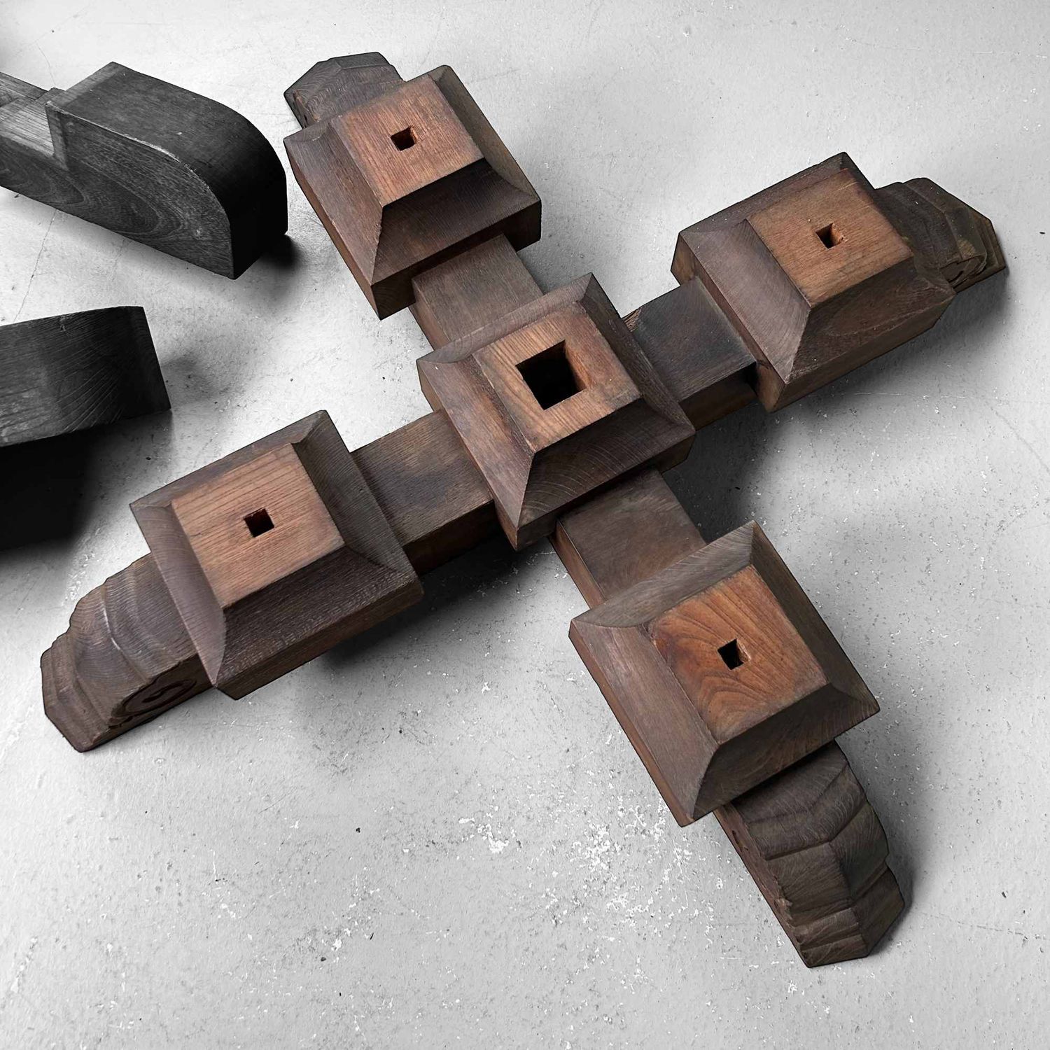 Antique Japanese Wooden Pedestal, Daiza (台座), Meiji Period.