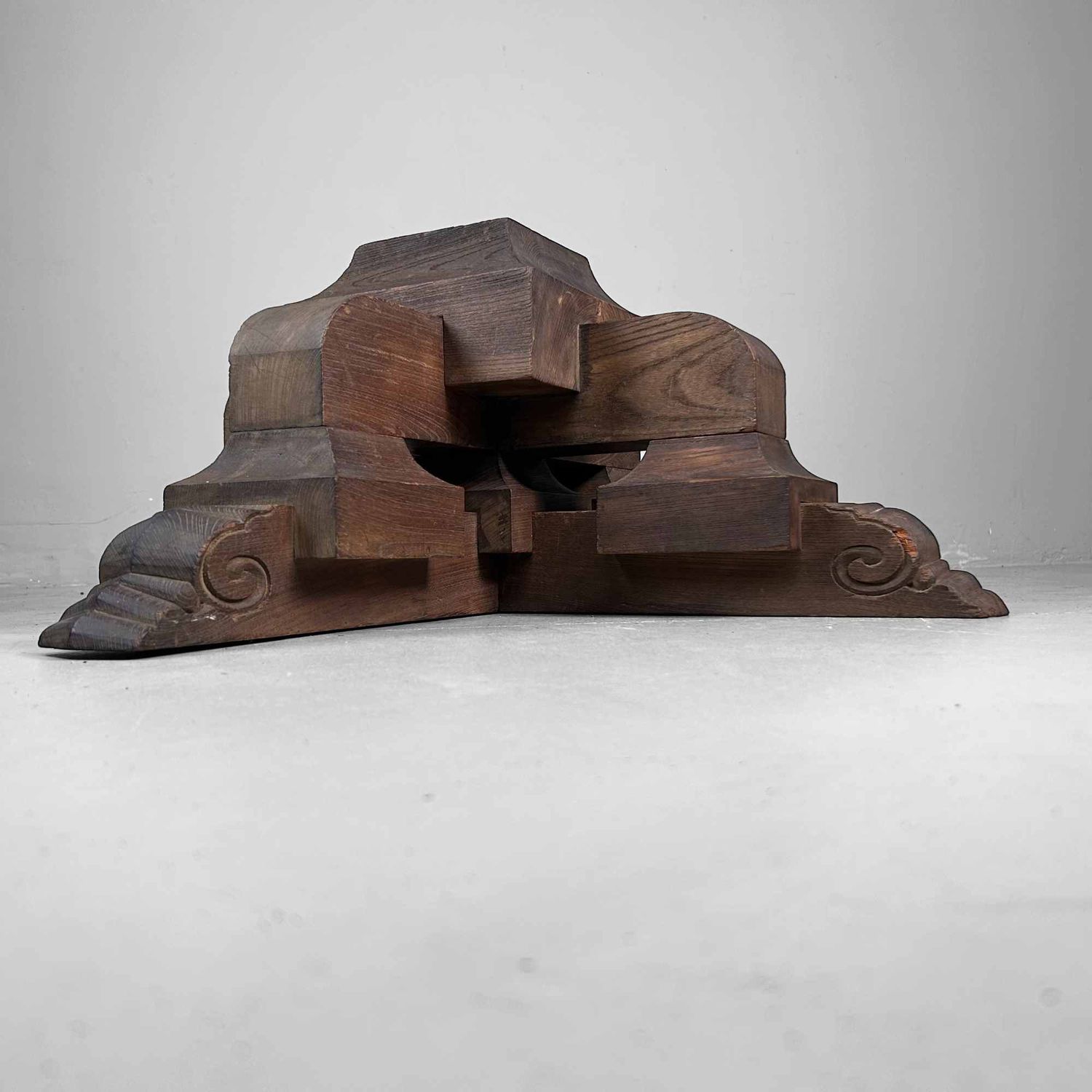 Antique Japanese Wooden Pedestal, Daiza (台座), Meiji Period.