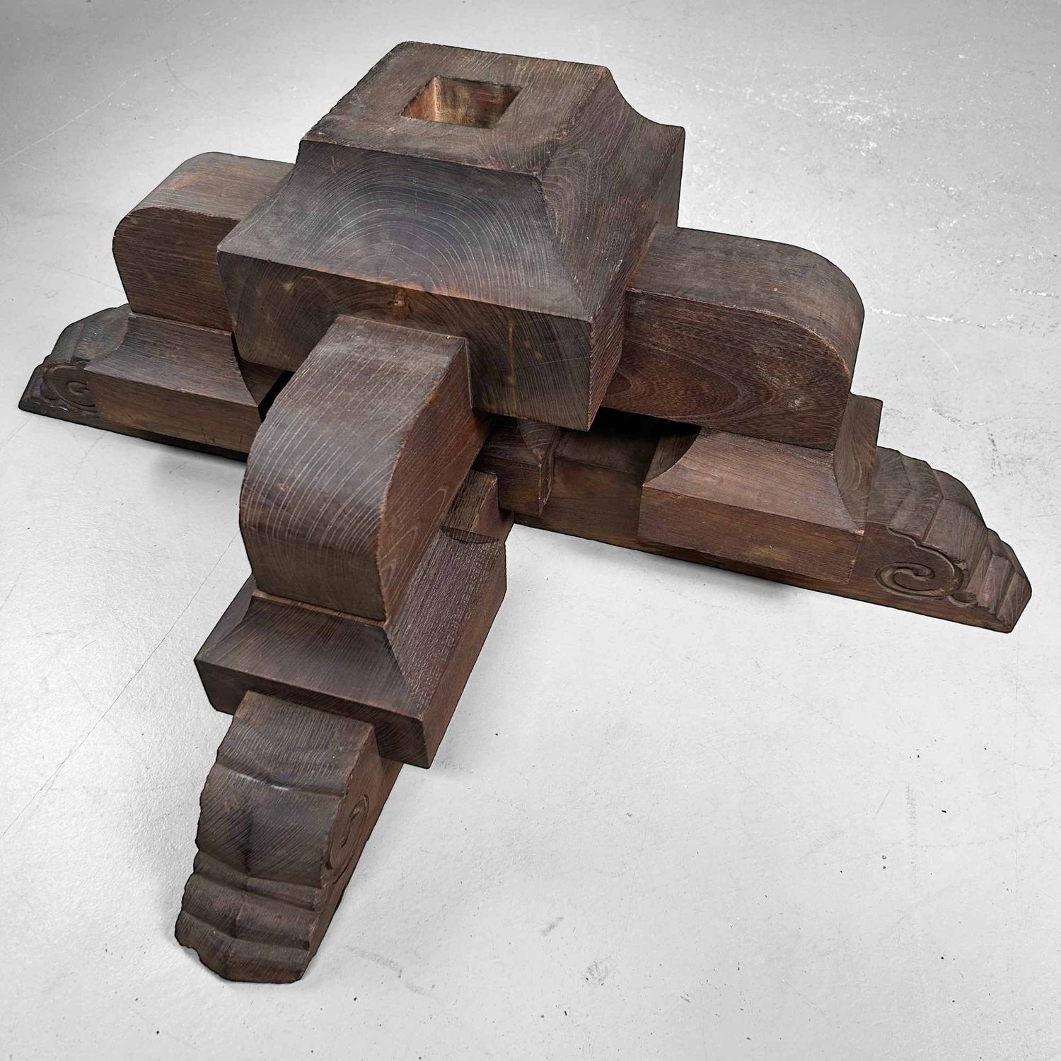 Antique Japanese Wooden Pedestal, Daiza (台座), Meiji Period.