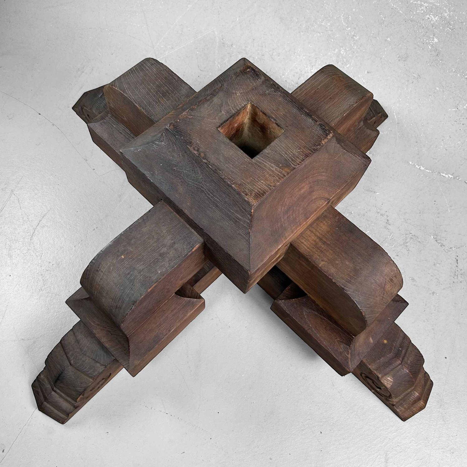 Antique Japanese Wooden Pedestal, Daiza (台座), Meiji Period.