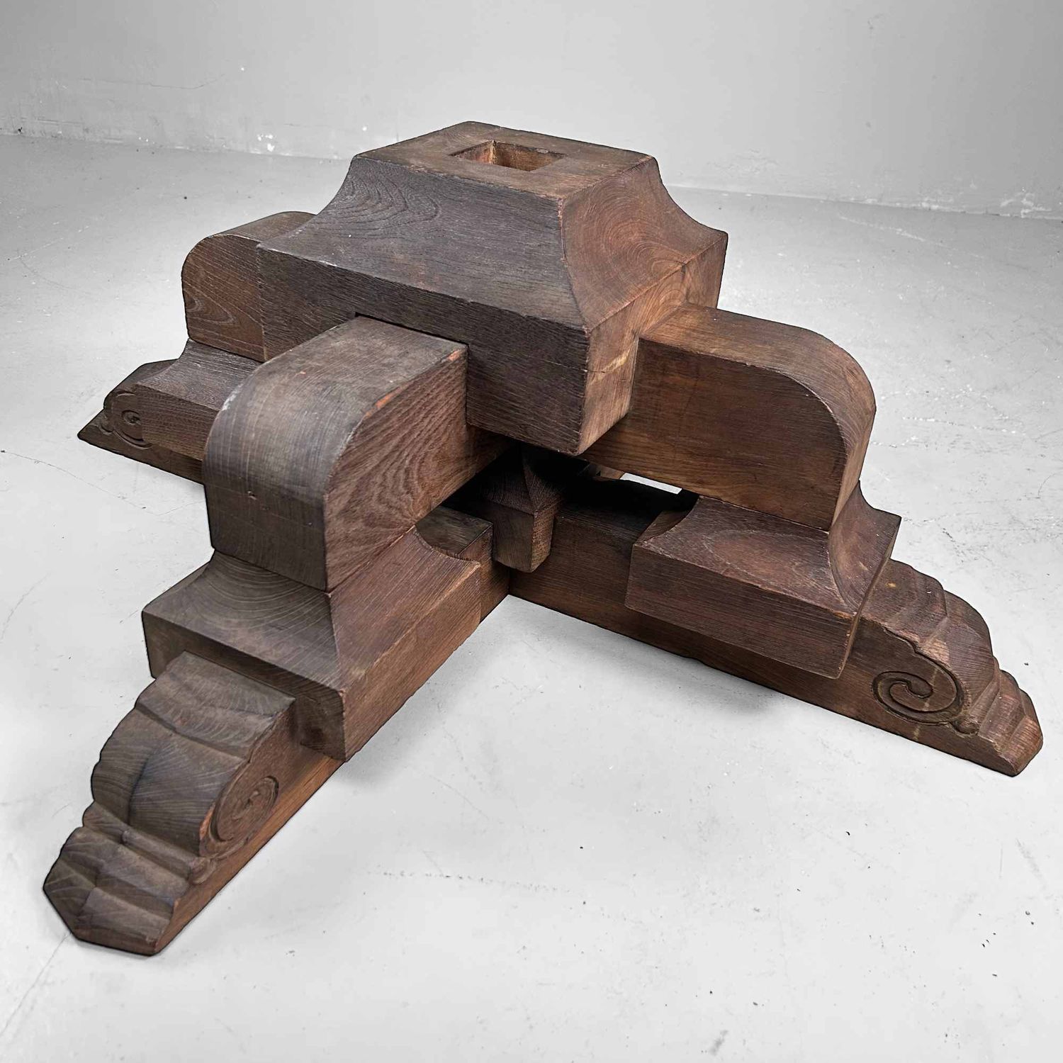 Antique Japanese Wooden Pedestal, Daiza (台座), Meiji Period.