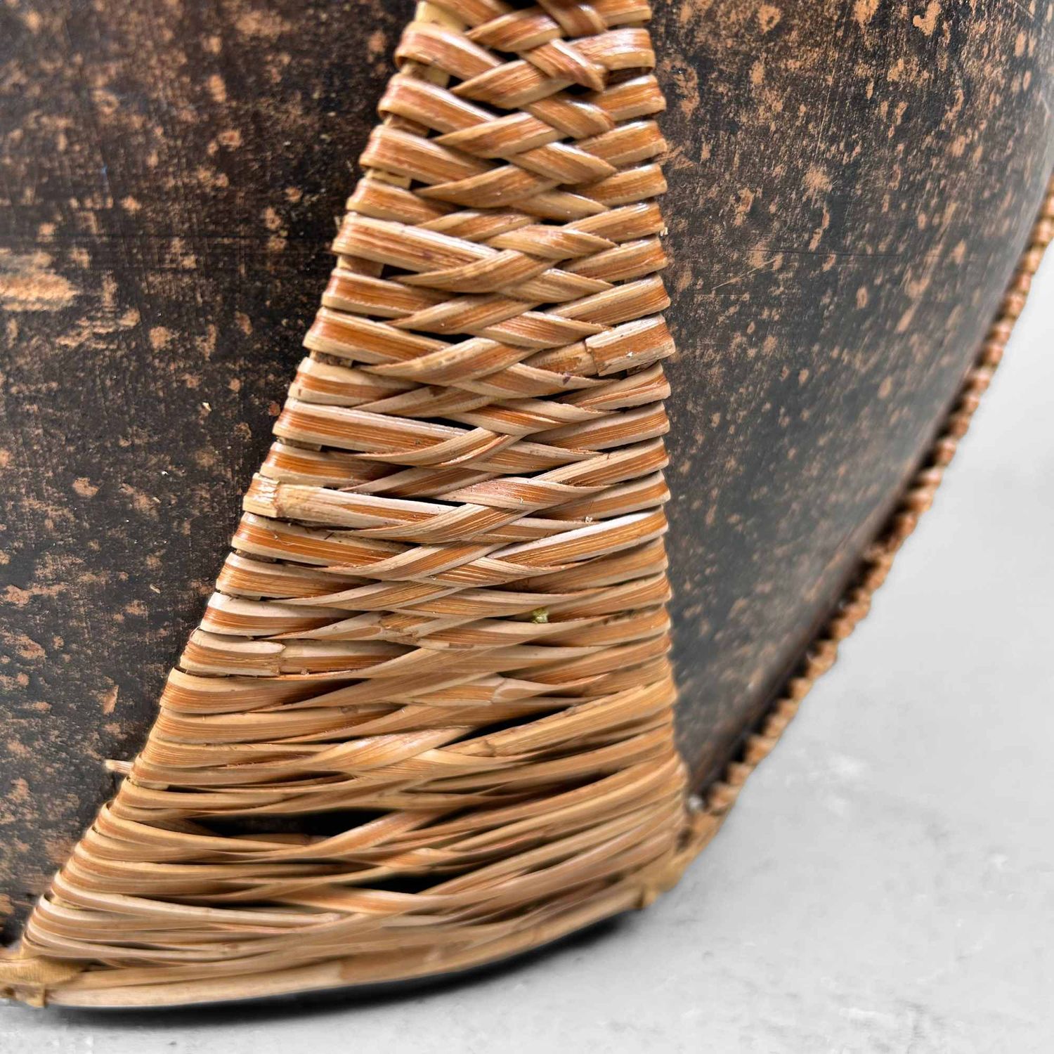 Earthenware Jar Vase with Bamboo Wickerwork, Takago (竹籠), Taishō, Japan. Earthenware Jar Vase with Bamboo Wickerwork, Takago (竹籠), Taishō, Japan.