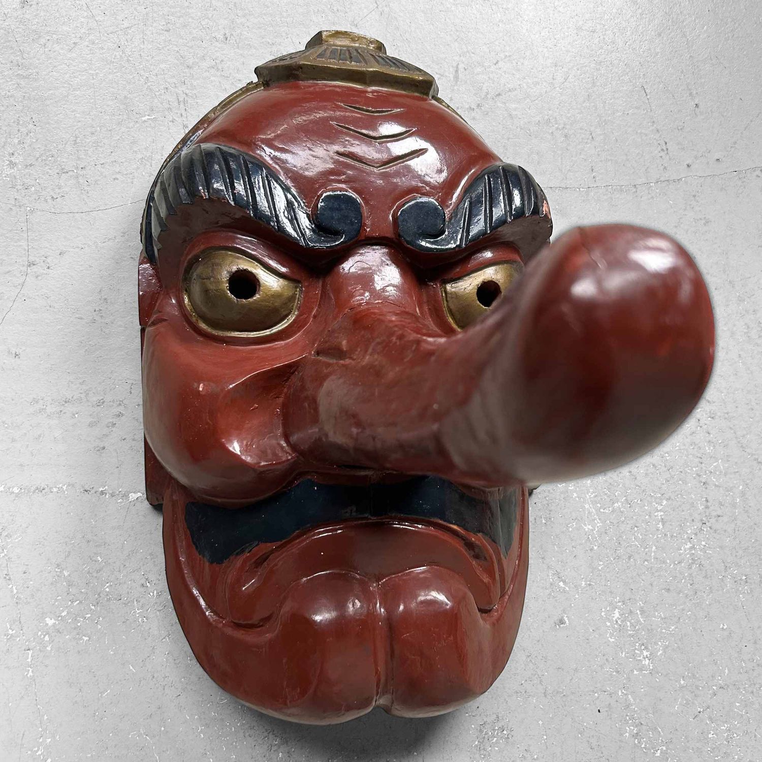 Traditional Wooden Tengu Mask, Shōwa Period, Japan.