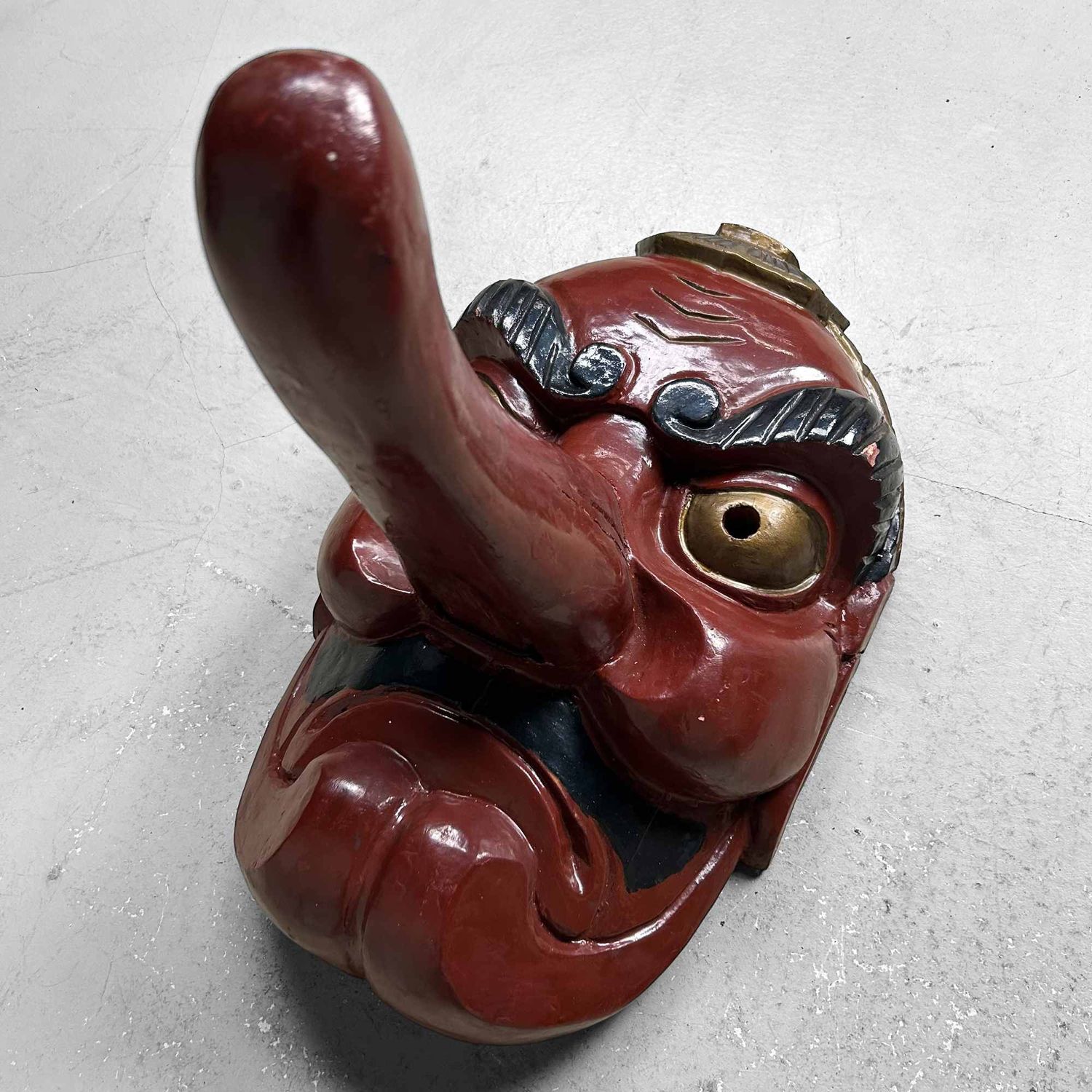 Traditional Wooden Tengu Mask, Shōwa Period, Japan.