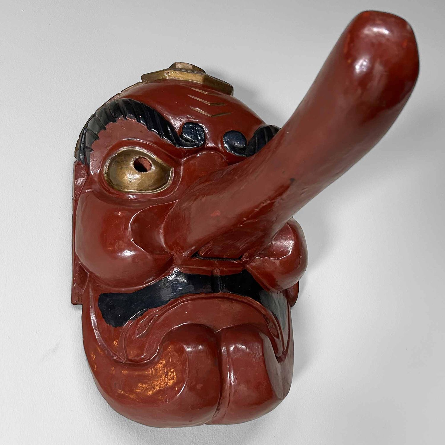 Traditional Wooden Tengu Mask, Shōwa Period, Japan.