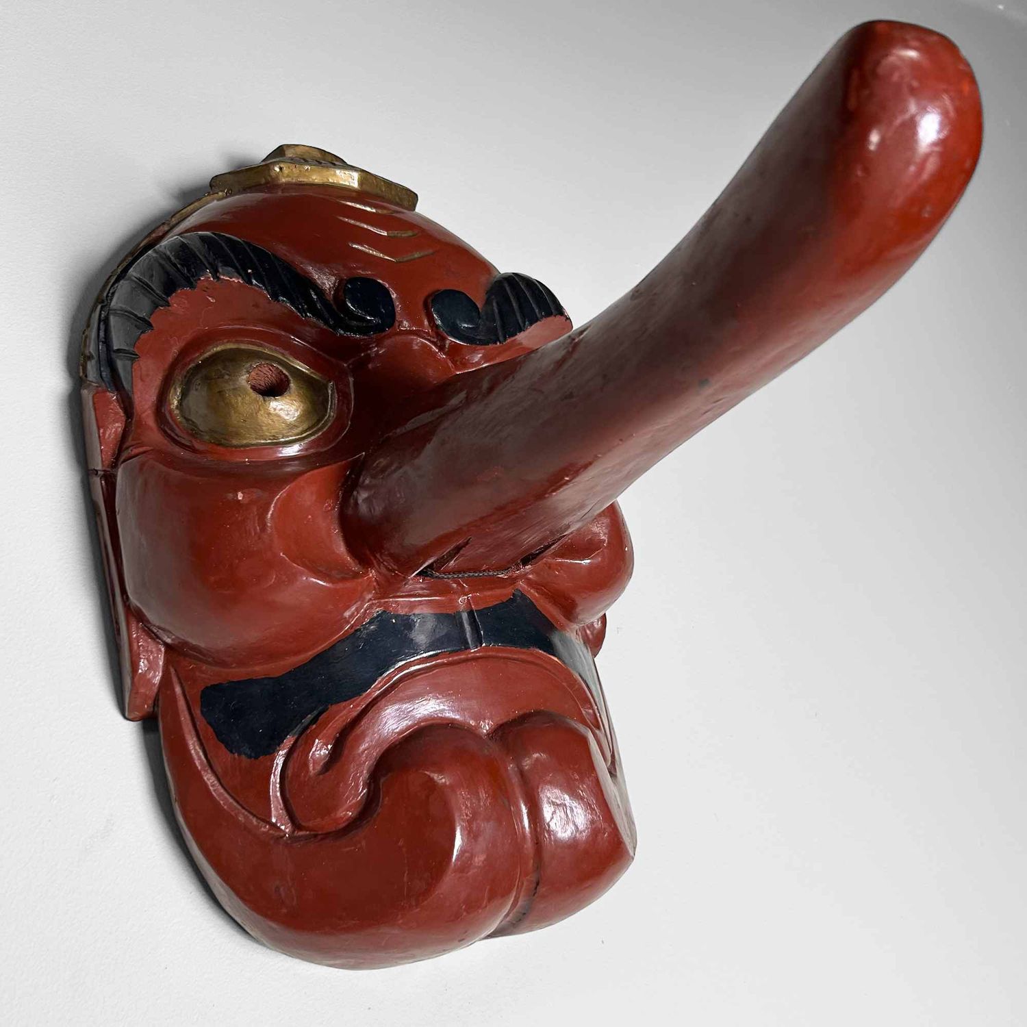 Traditional Wooden Tengu Mask, Shōwa Period, Japan.