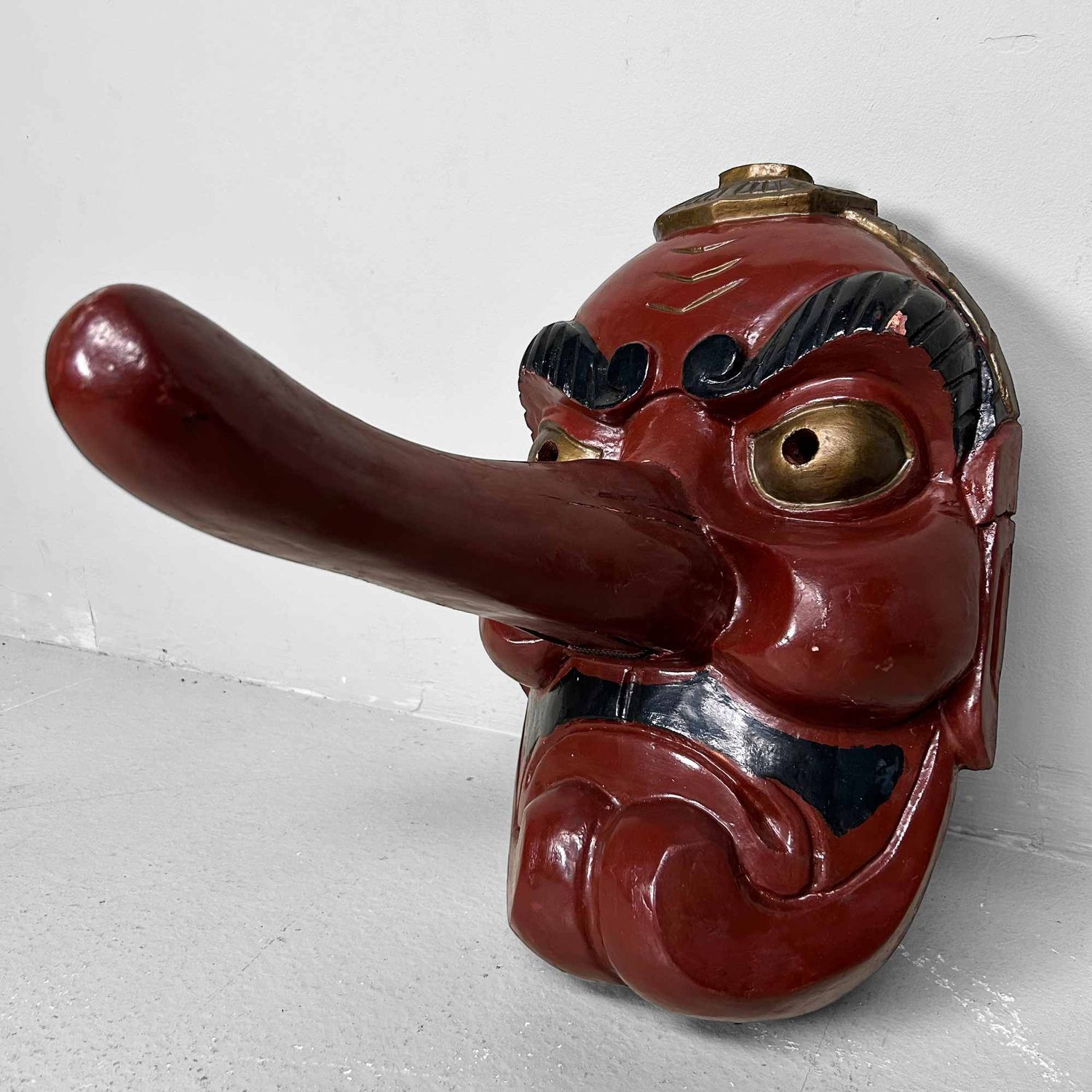 Traditional Wooden Tengu Mask, Shōwa Period, Japan.