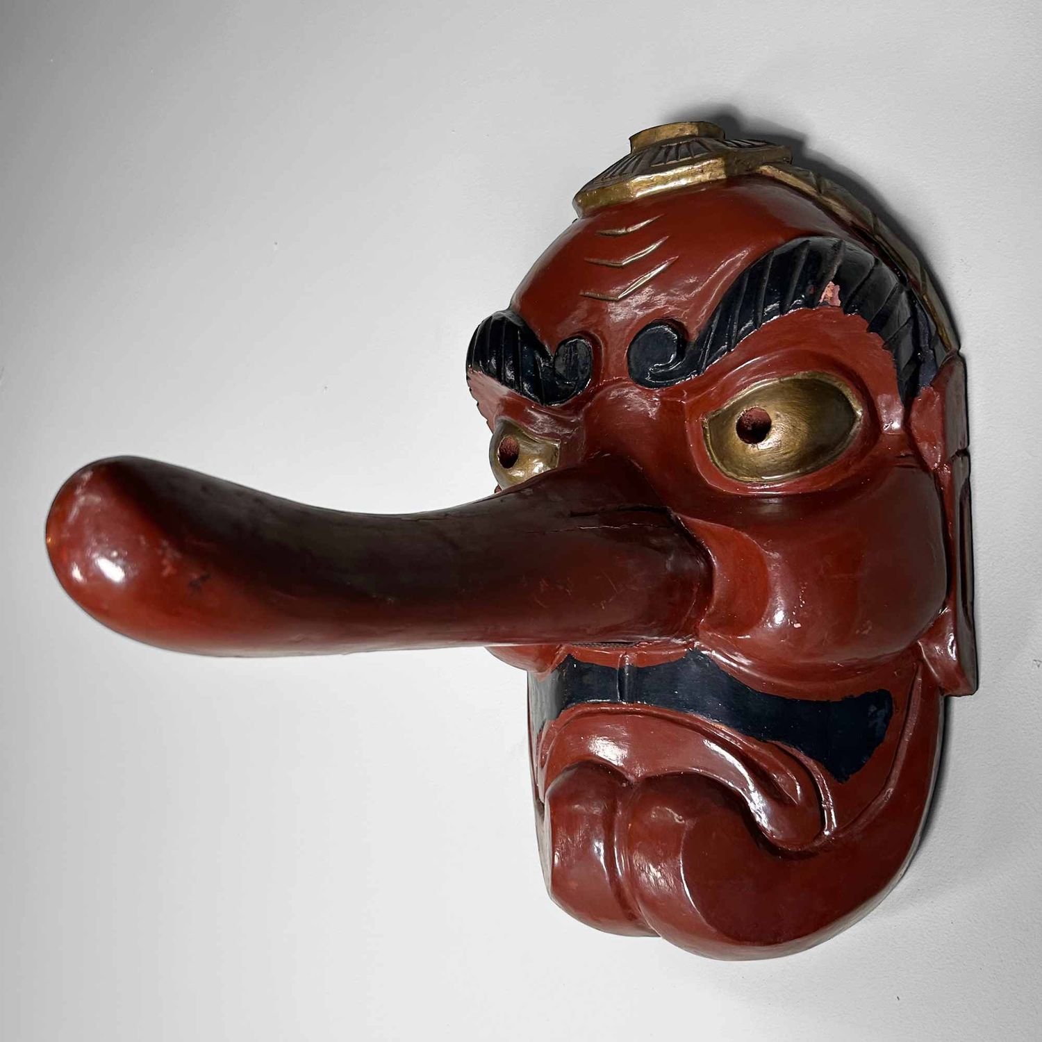 Traditional Wooden Tengu Mask, Shōwa Period, Japan.