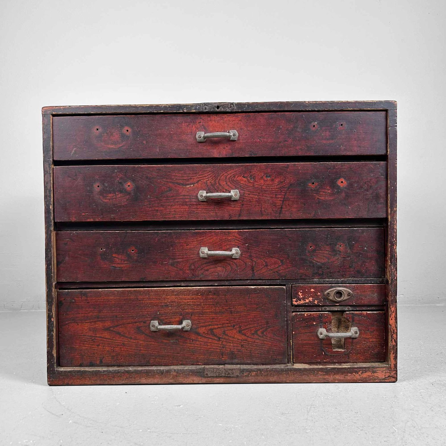 Antique Japanese Calligraphy Drawer Cabinet, Taishō Period.