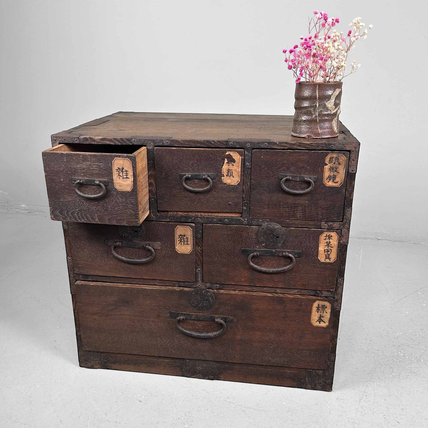 Kleine Japanse Tansu, Winkel Ladekast, Meiji-periode.