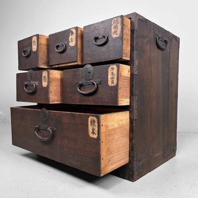 Small Japanese Tansu, Store Drawer Cabinet, Meiji Period.