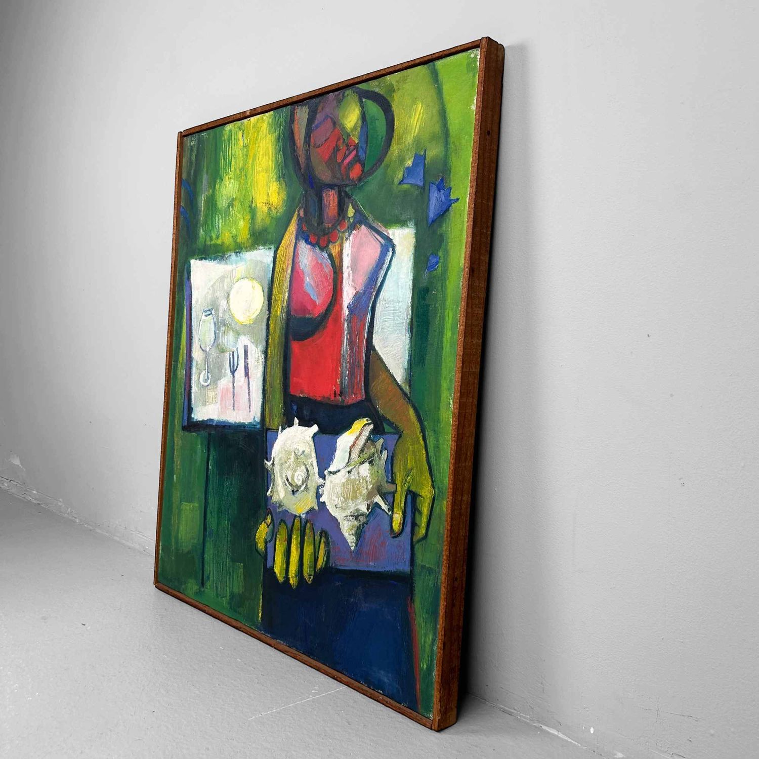 Japans Schilderij, 'Sazae after Dinner' door Seno Sakae, Shōwa-periode.