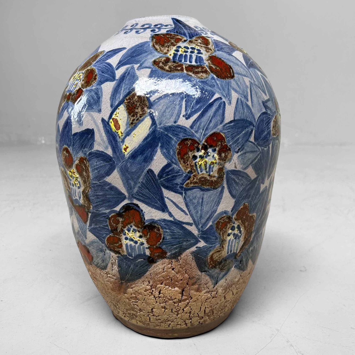 ​Unique Japanese Earthenware Ikebana Flower Vase, Taishō Period.