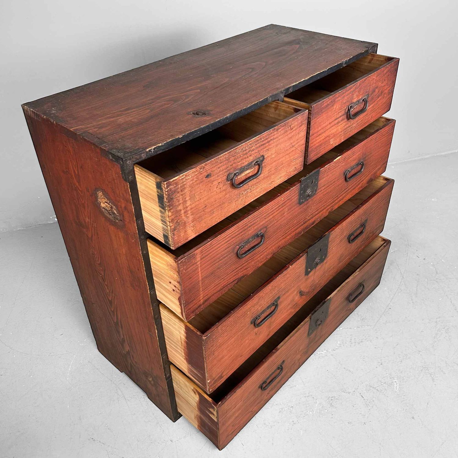 Authentic Japanese Kimono Tansu Chest of Drawers, Meiji Period.