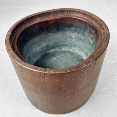 Unieke Houten 'Boomstam' Hibachi 火鉢  Japan, Meiji periode.