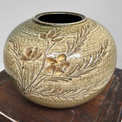 Mid Century Shigaraki Ikebana Bloemenvaas, Japan.