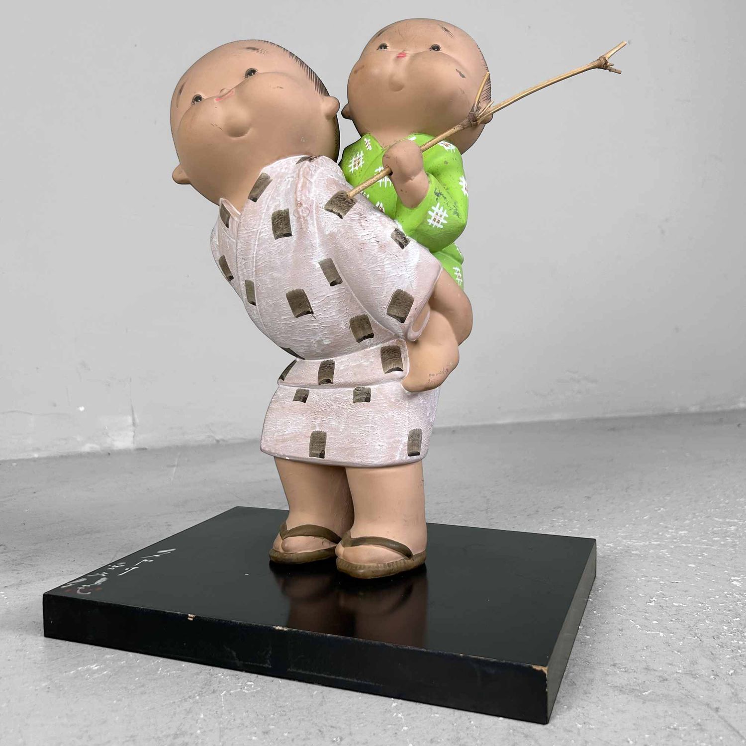 Cute Vintage Hakata Figurine 'Playing Children', Japan.