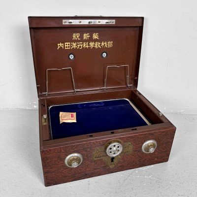 Vintage Japanse Metalen Geldkoffer, Shōwa-periode.