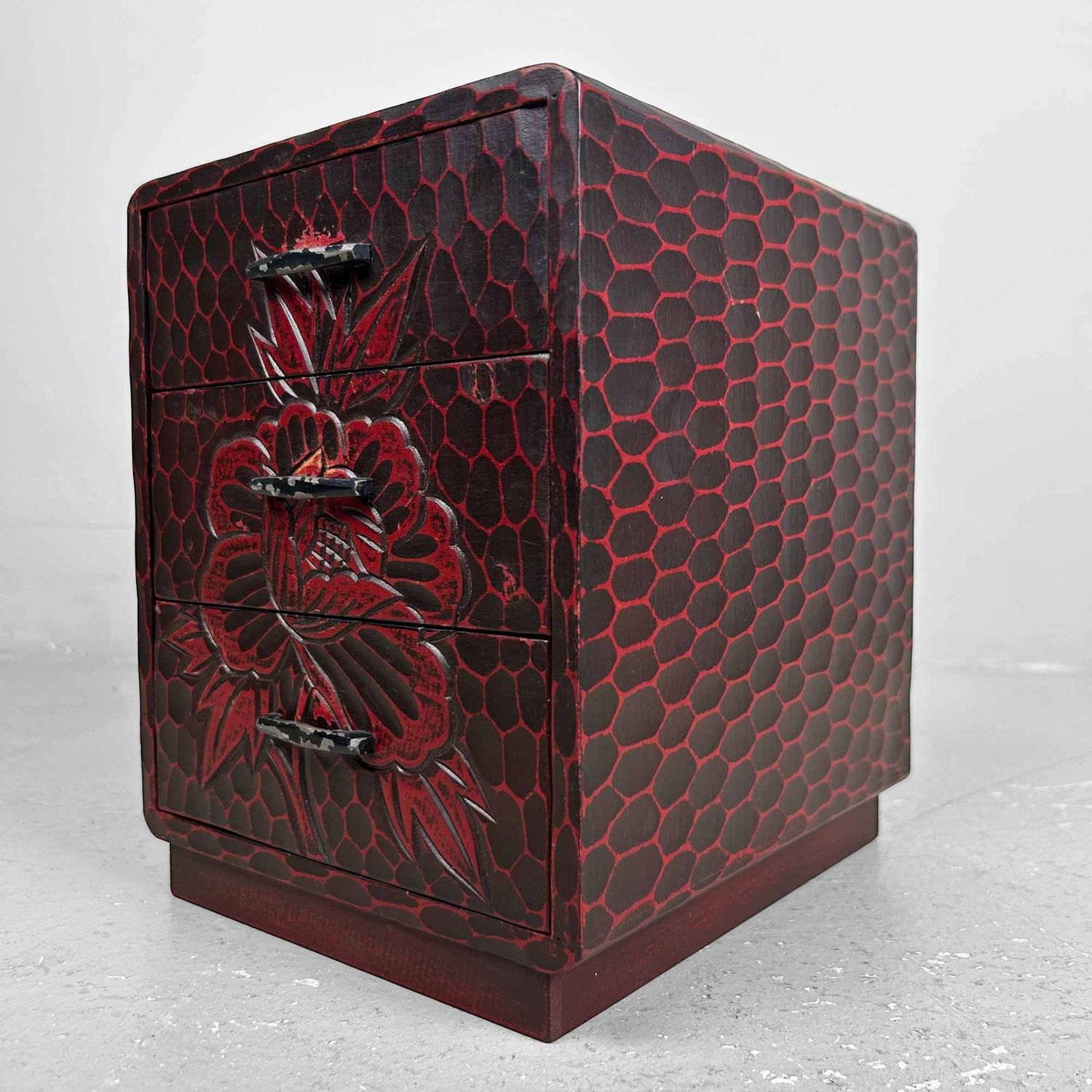 Vintage Kamakura Bori Haribako, Japans Naaikastje, Shōwa, Japan.