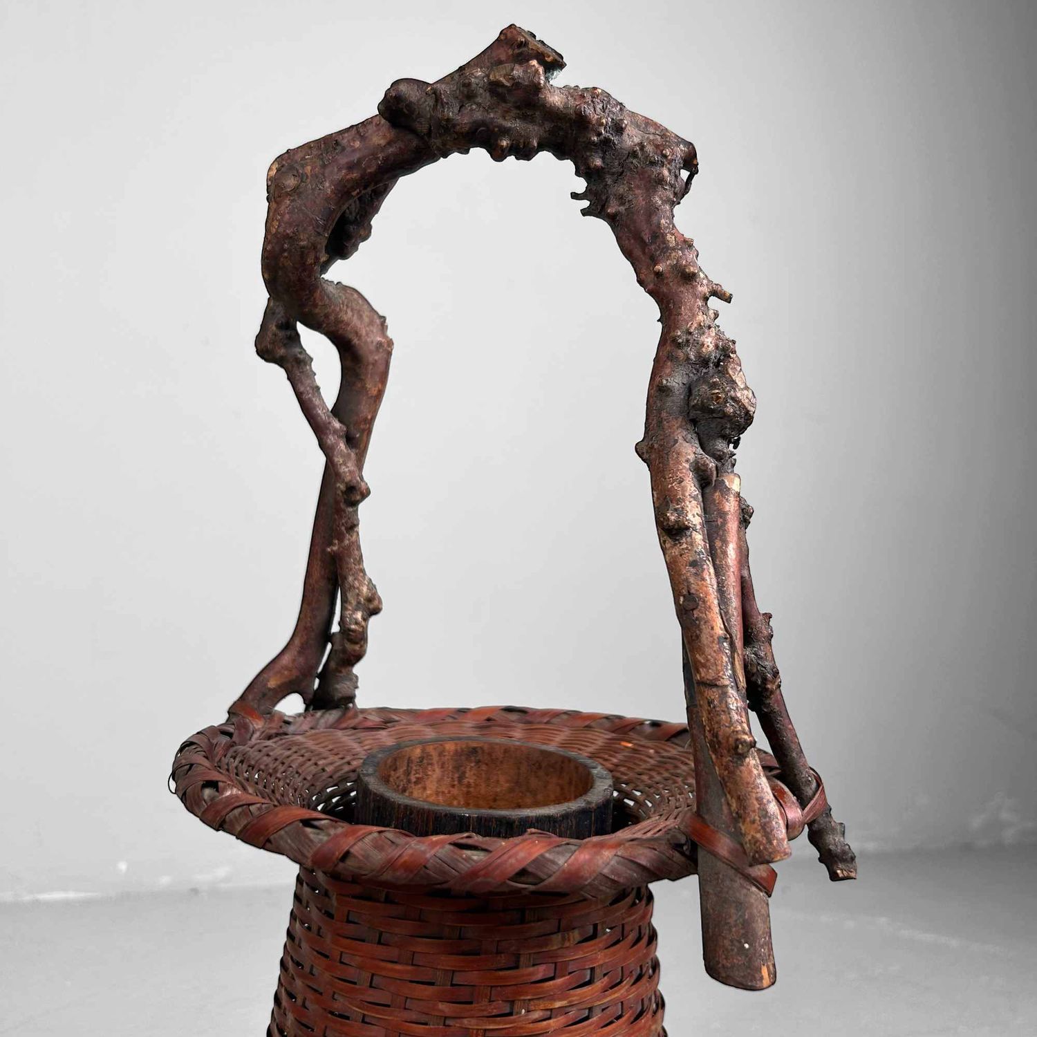 Handgevlochten Ikebana 生け花 Bamboe Bloemenmand, jaren '50.