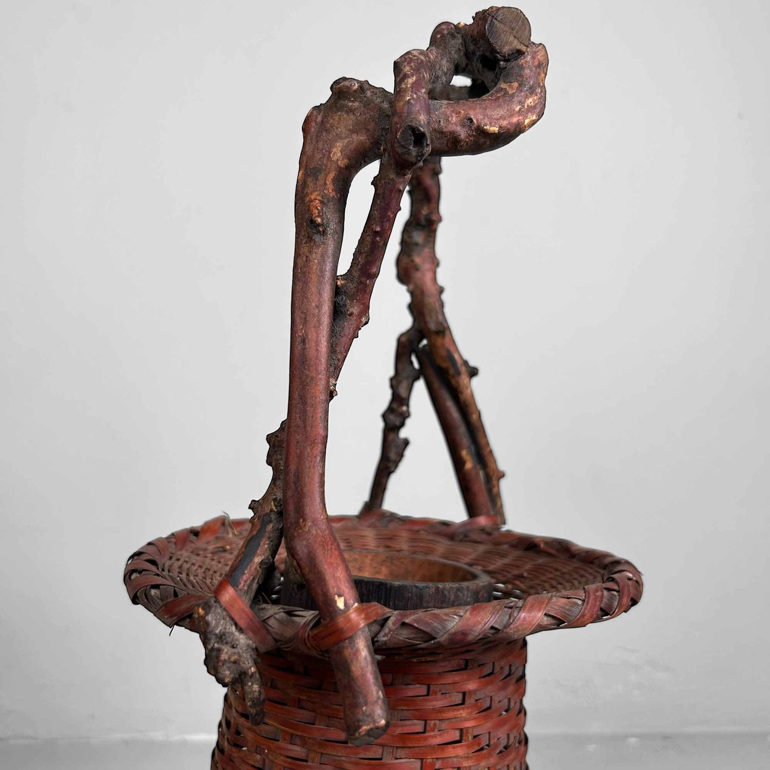 Handgevlochten Ikebana 生け花 Bamboe Bloemenmand, jaren '50.