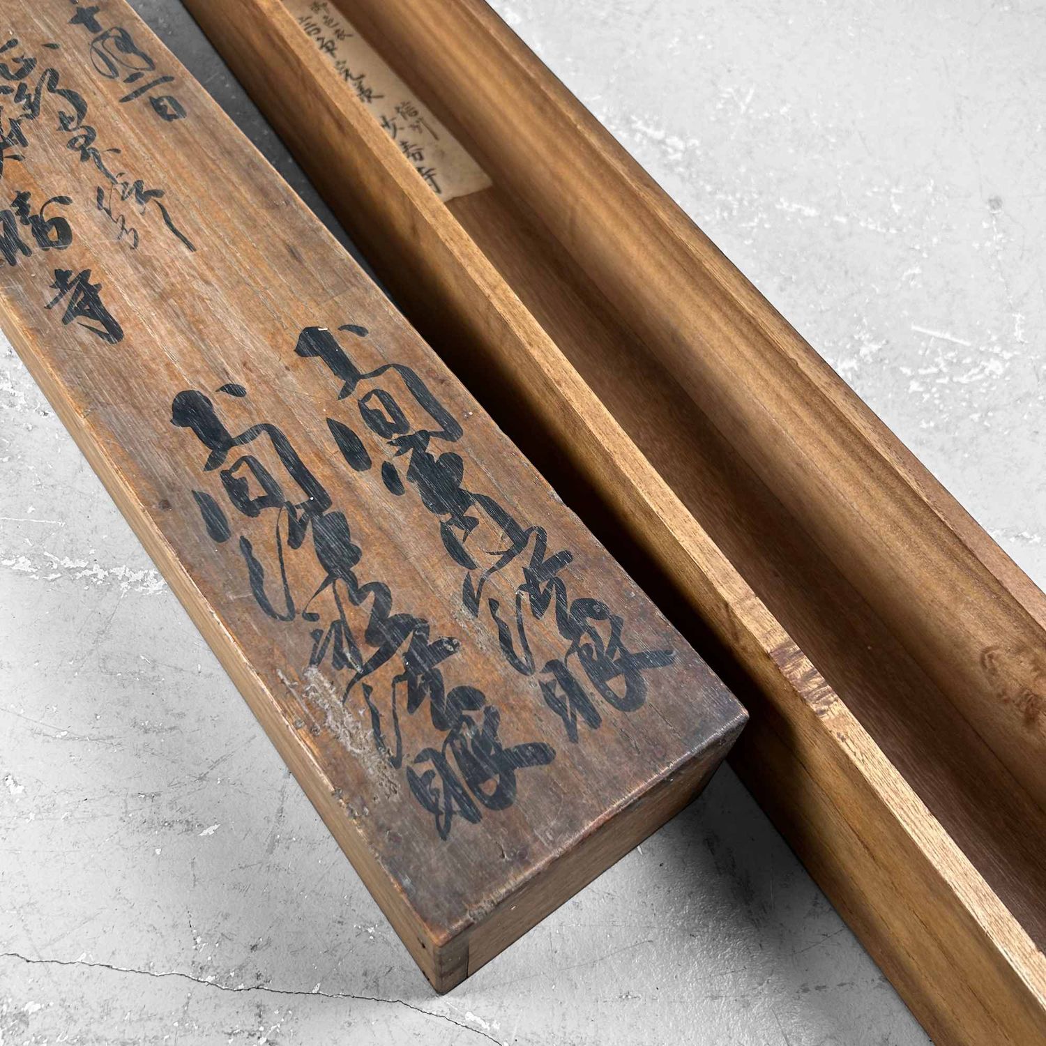 Antieke Houten Kalligrafie Opbergdoos, Kakejiku-Bako, Bunsei Periode.