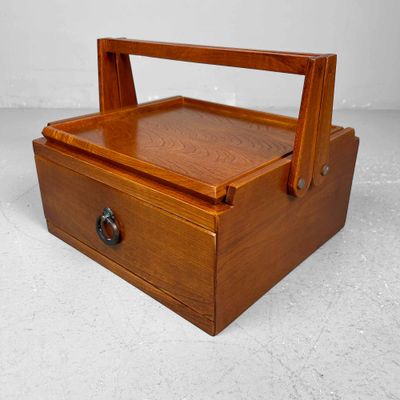 Wooden Japanese Vintage Sewing Case, 1980s.