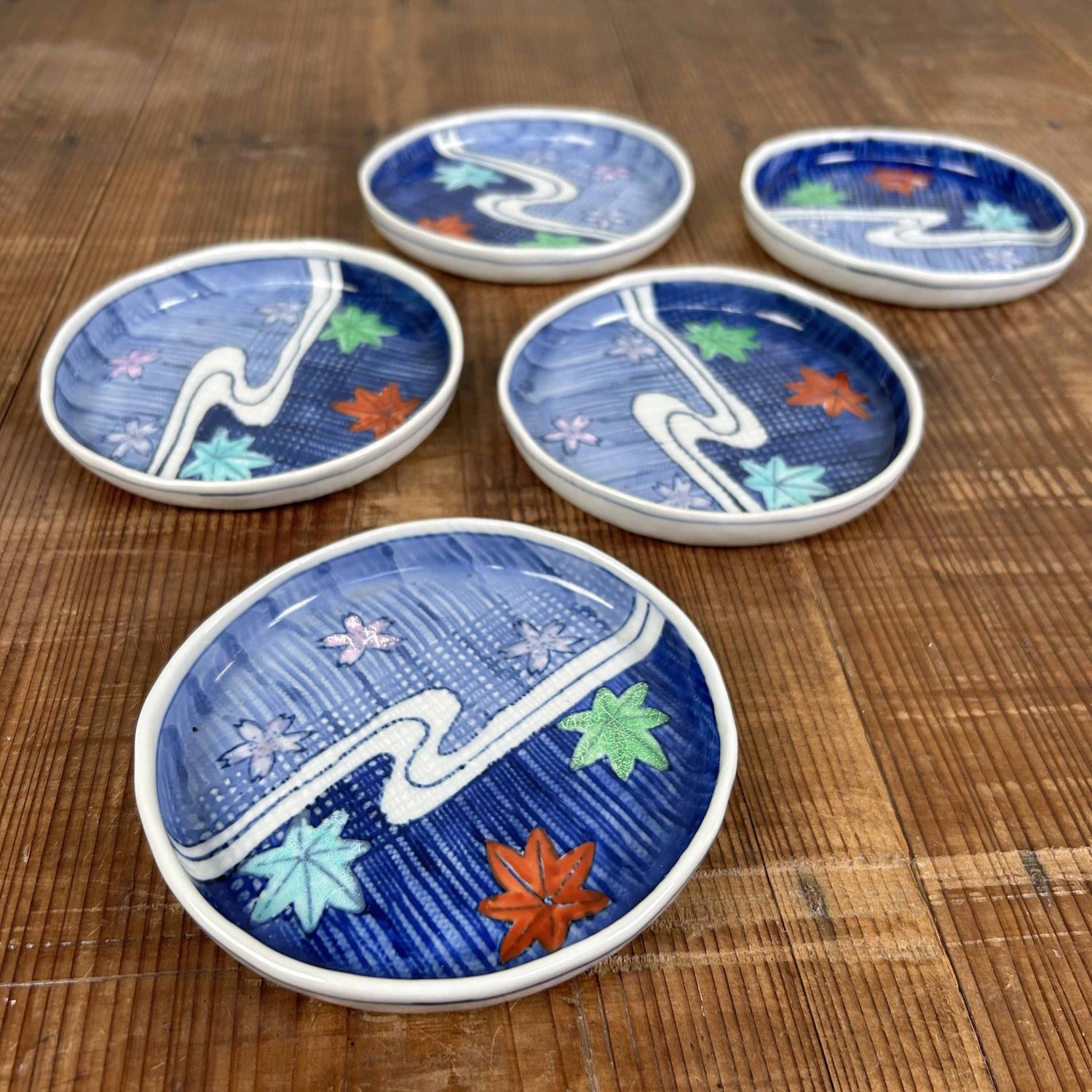 Set of Porcelain Plates, Maple Leaves, Arita, Japan, Shōwa Period.
