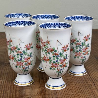 Rare Set of Sake/Tea Cups, Shobido Honten, Arita, Shōwa Period.