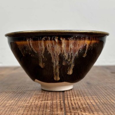 Japanse Chawan (茶碗), Matcha Kom, Teiichi Oketani, Kyoware, jaren '50.