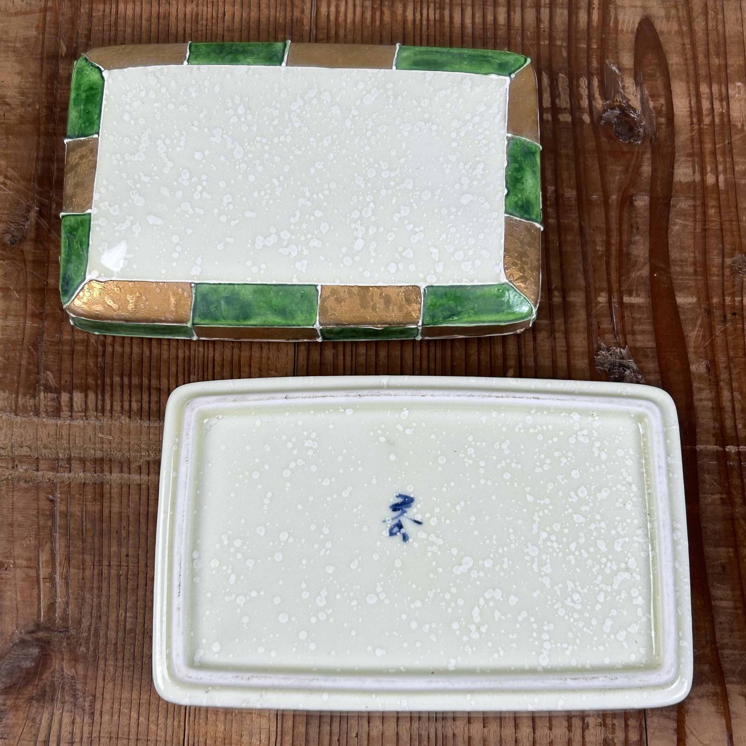 Vintage Porseleinen Thee Doosje met Deksel, Arita Yaki, Japan.