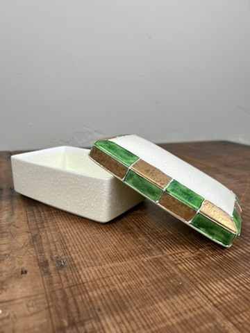 Vintage Porseleinen Thee Doosje met Deksel, Arita Yaki, Japan.