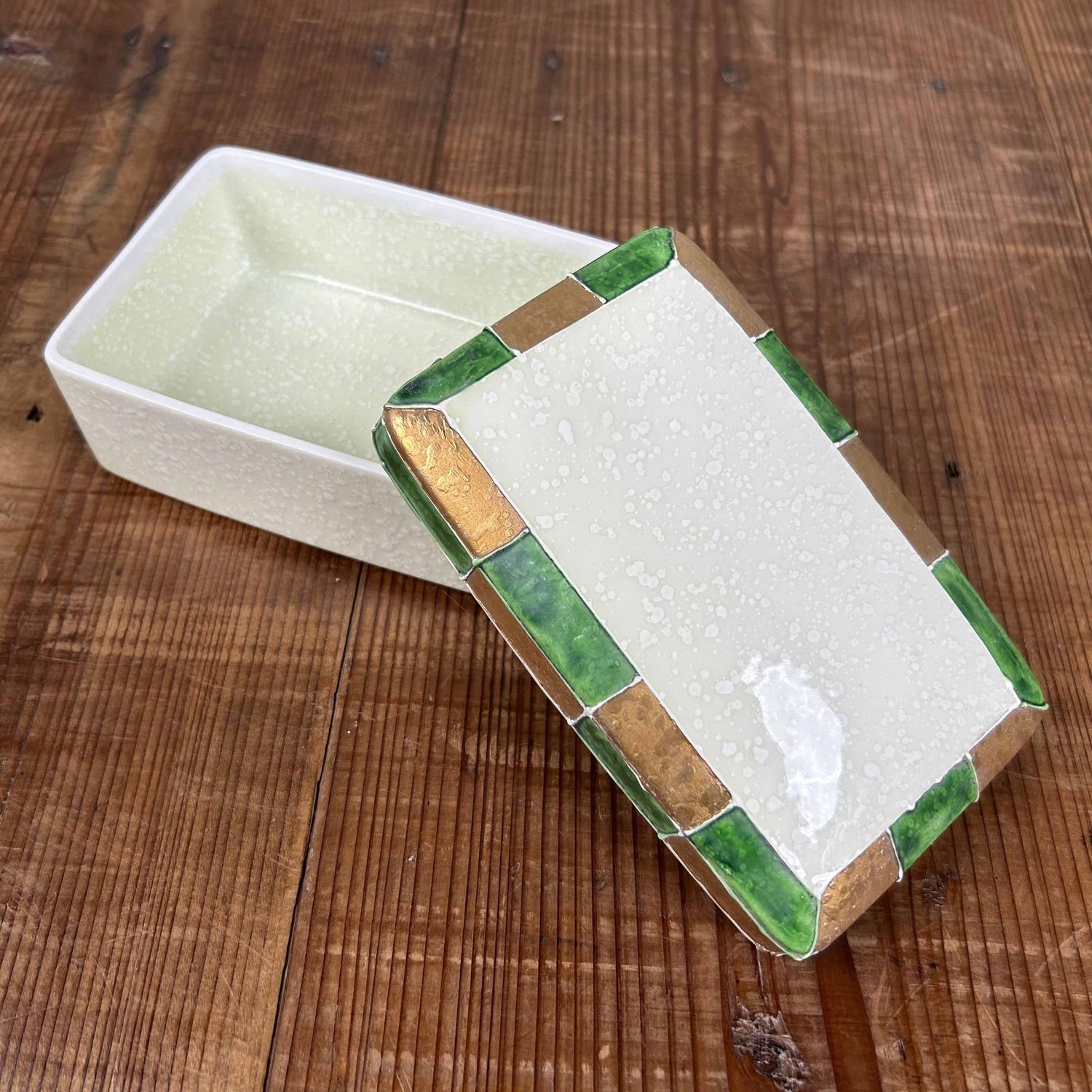 Vintage Porseleinen Thee Doosje met Deksel, Arita Yaki, Japan.