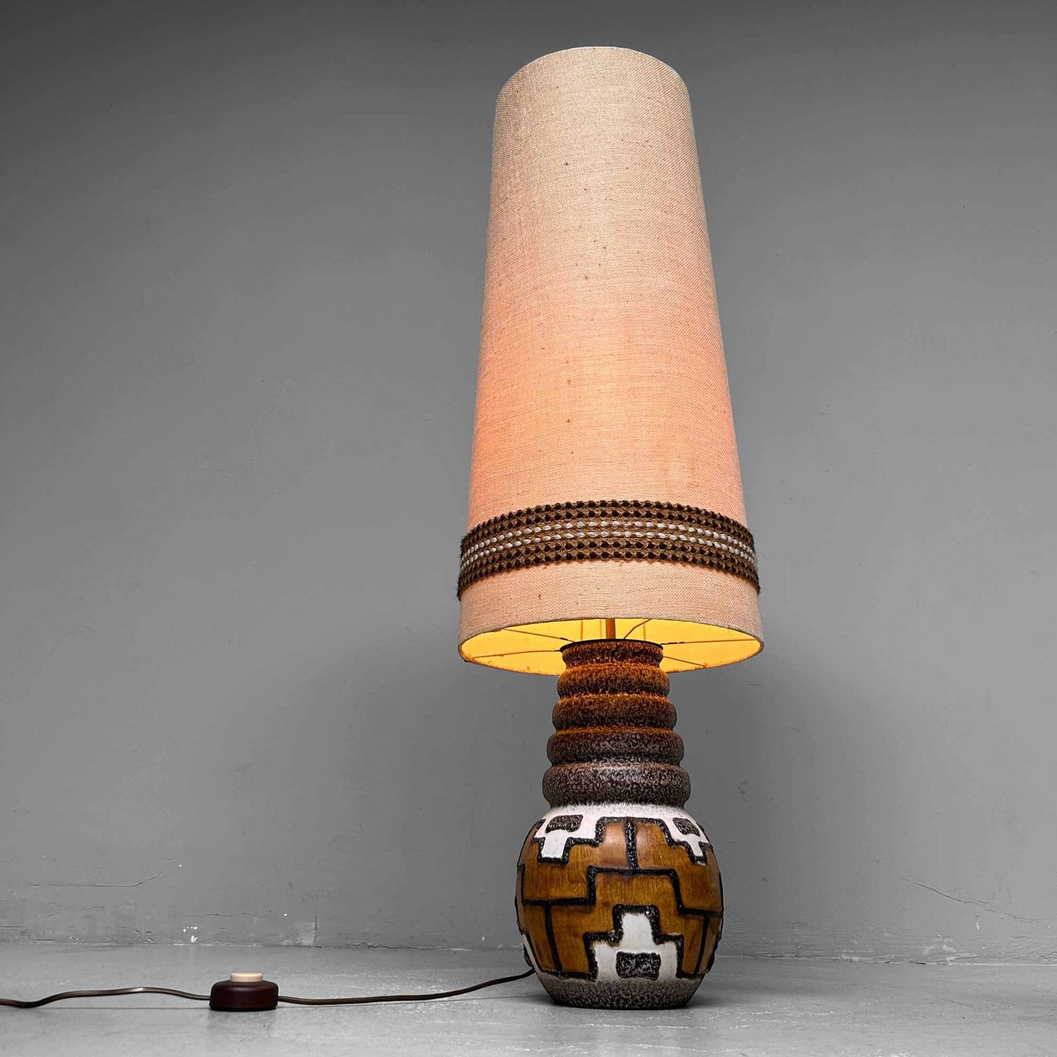 Vintage Keramische Sfeerlamp, West Germany Vloerlamp, jaren '70.