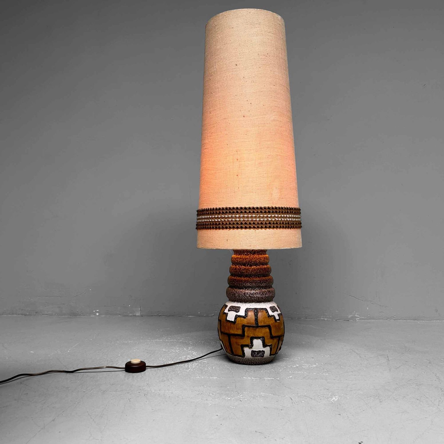 Vintage Keramische Sfeerlamp, West Germany Vloerlamp, jaren '70.