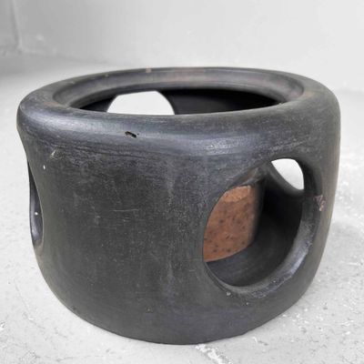 Minimalist Earthenware Fire Pot, Hibachi, Meiji period, Japan.