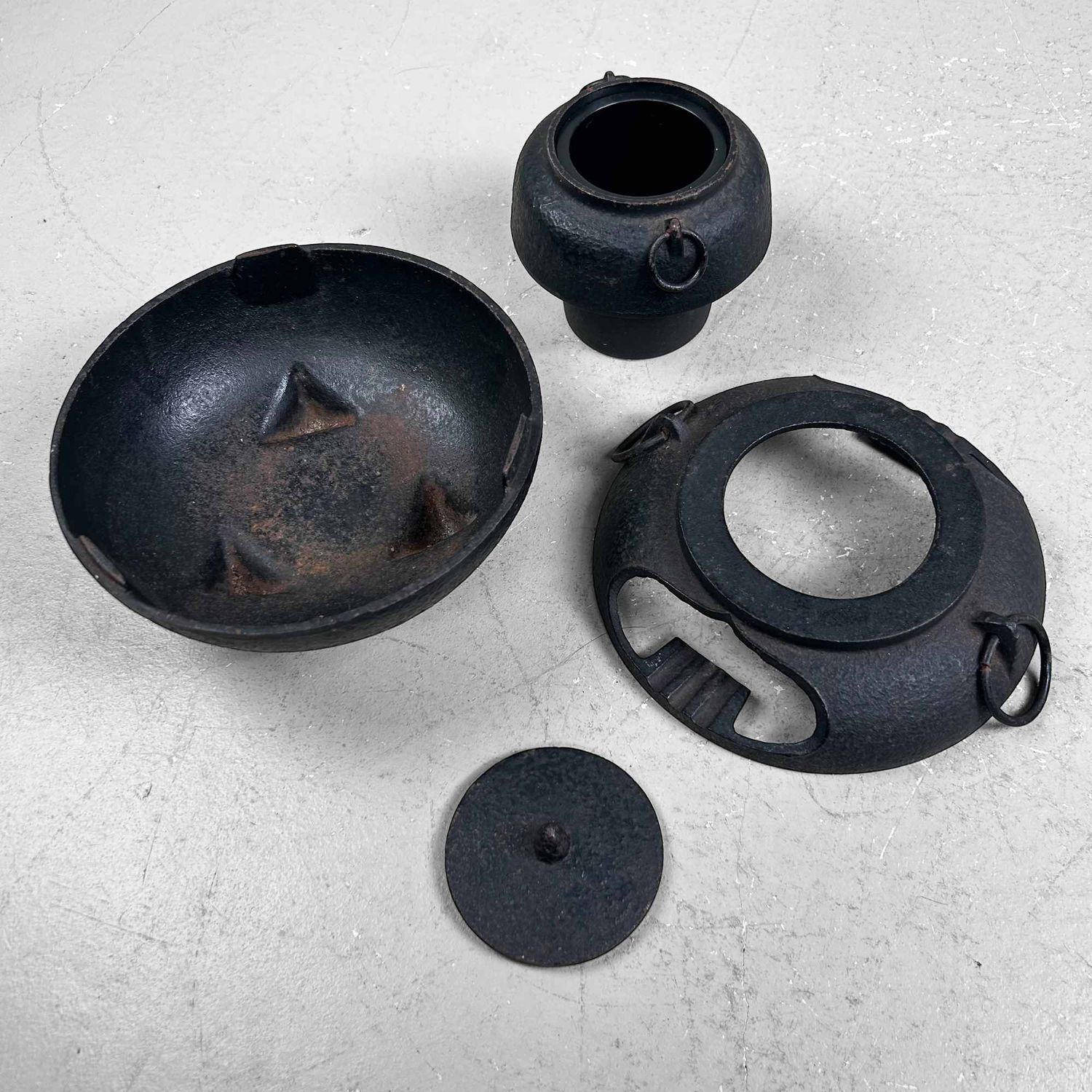 Japanese Cast Iron 'Chagama​ Furo' Ashtray, Nambu Tekki, Shōwa Period.