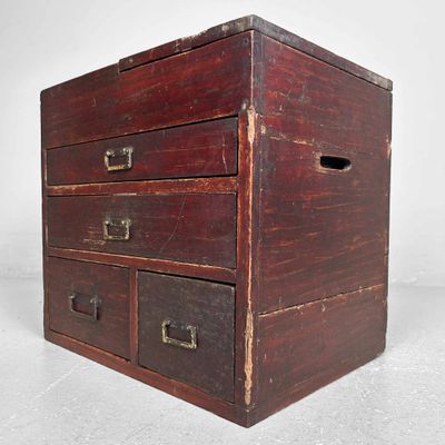 Japanese Antique Sewing Cabinet, Haribako, Taishō Period, Japan.