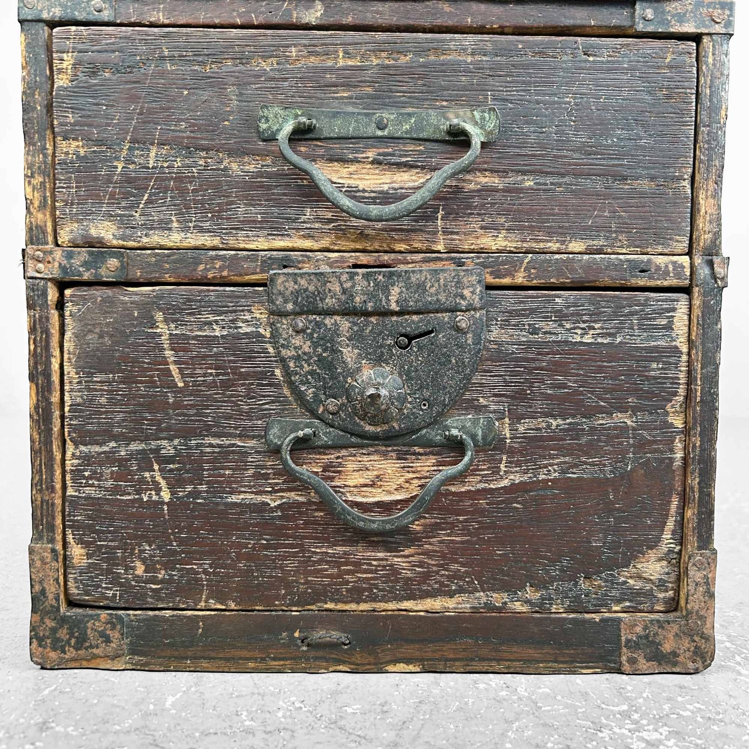 Antique Wooden Archival Chest of Drawers, Meiji Period, Japan.