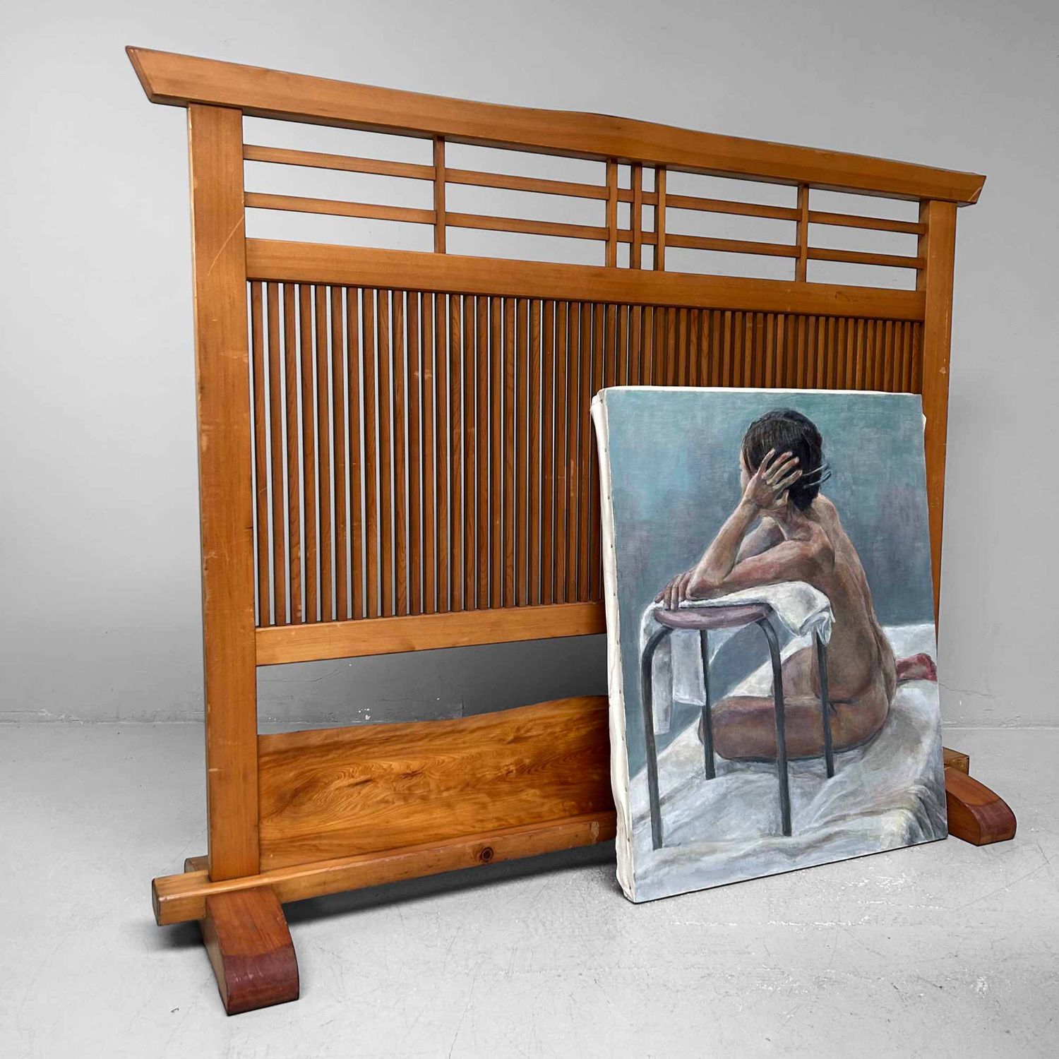 Vintage Japans Houten Kamerscherm, Tategu 建具, jaren '60.