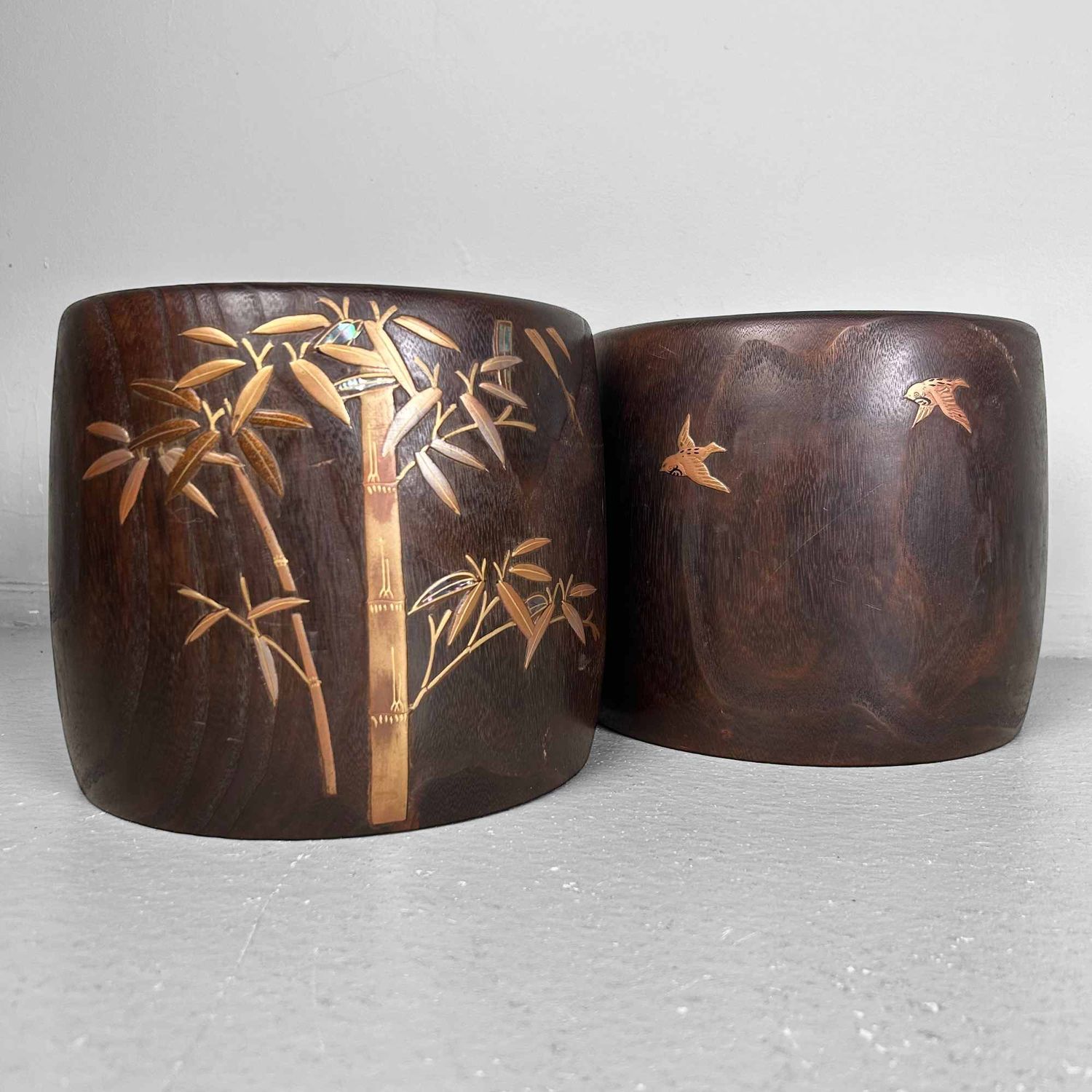 Set Vintage Kiri Maki-e Hibachi, Shōwa Period, Japan.